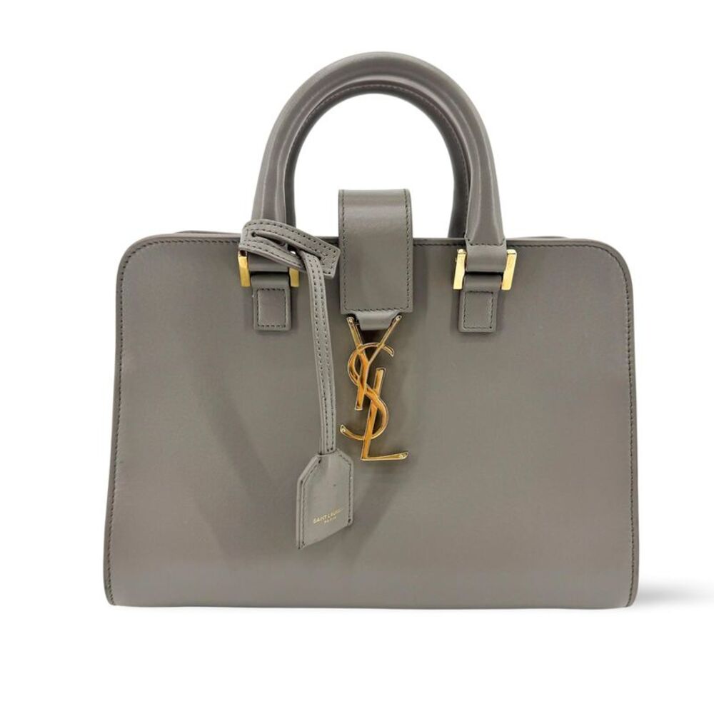 Saint Laurent Monogram Cabas Leather Gray Leather Tote Bag Bag